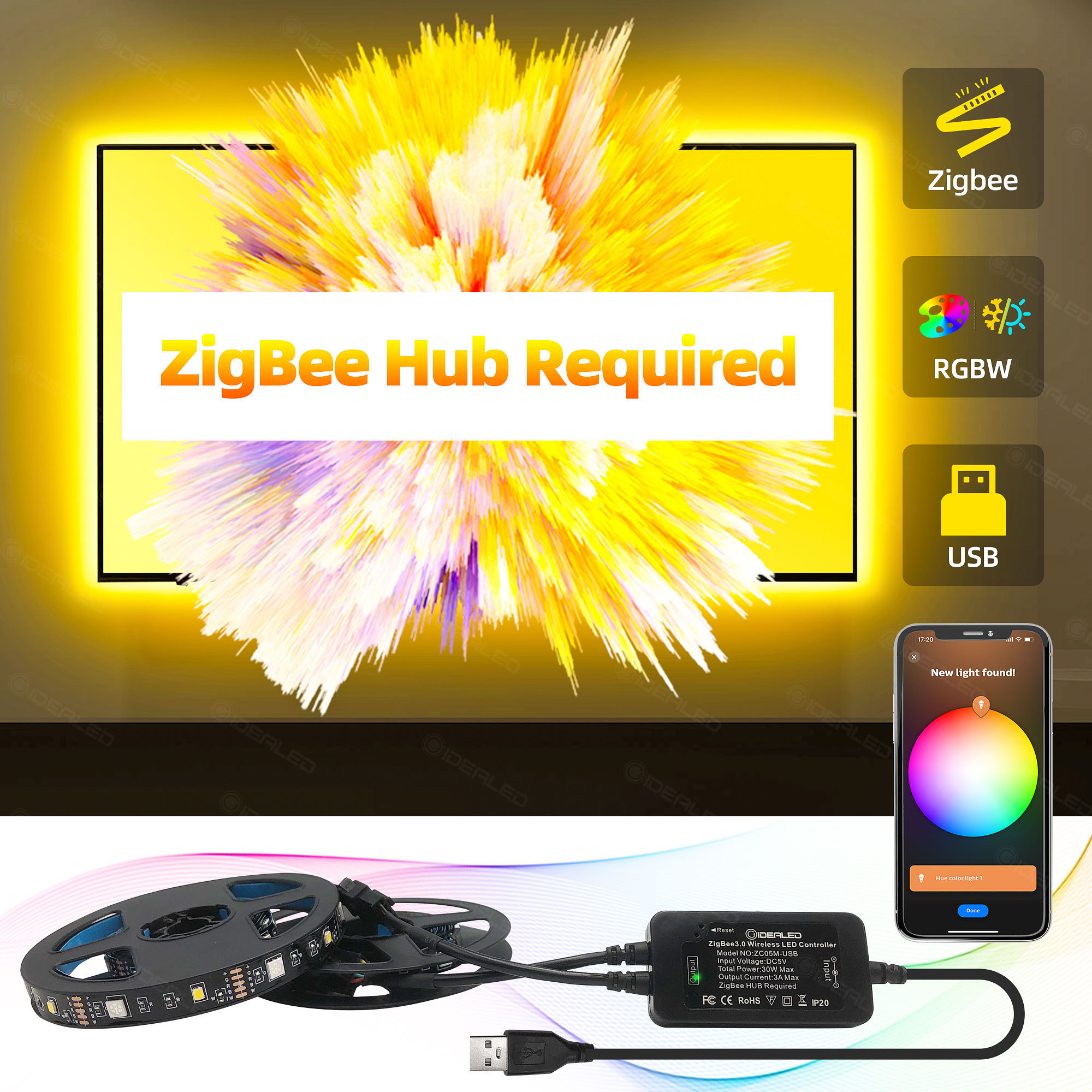 Samrt ZigBee 3.0 USB RGBW TV LED Strip Light Wor..